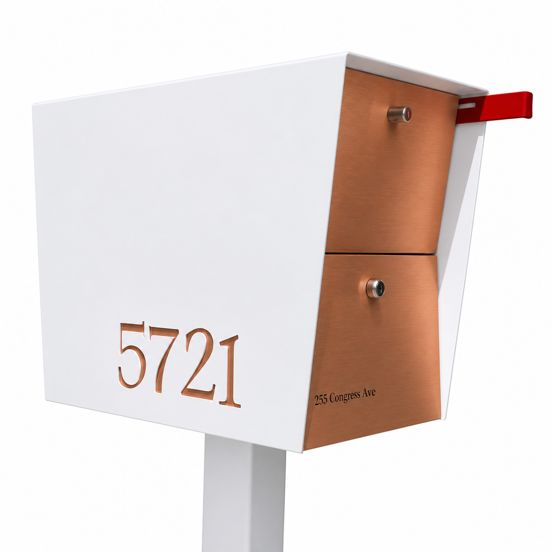 The UpTown Box Locking Package Dropbox in - White Exterior Color