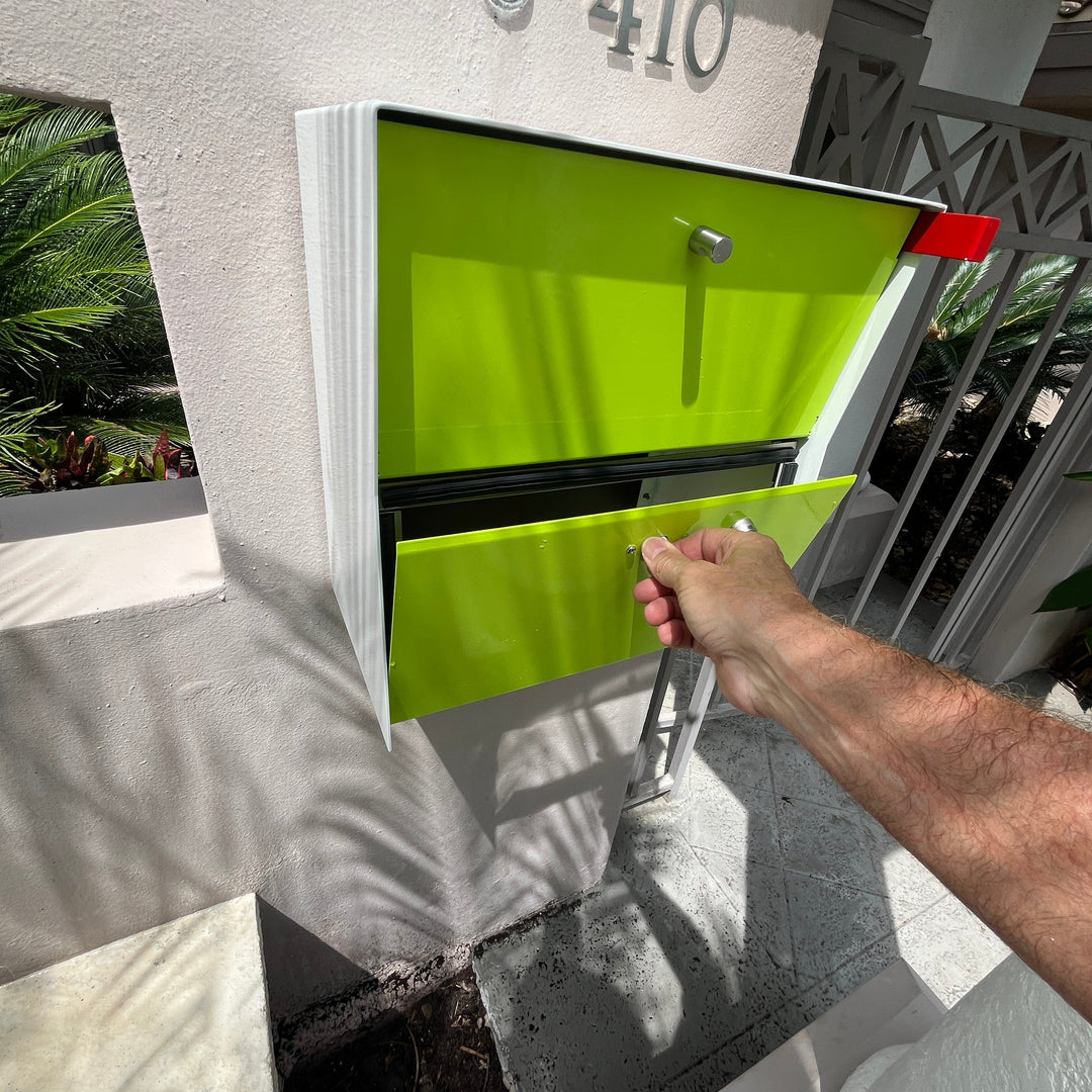 RetroBox Locking Small Package Wall Mounted Mailbox