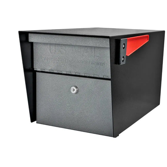 Mail Manager locking mailbox in Two-Tone: black body with granite doors