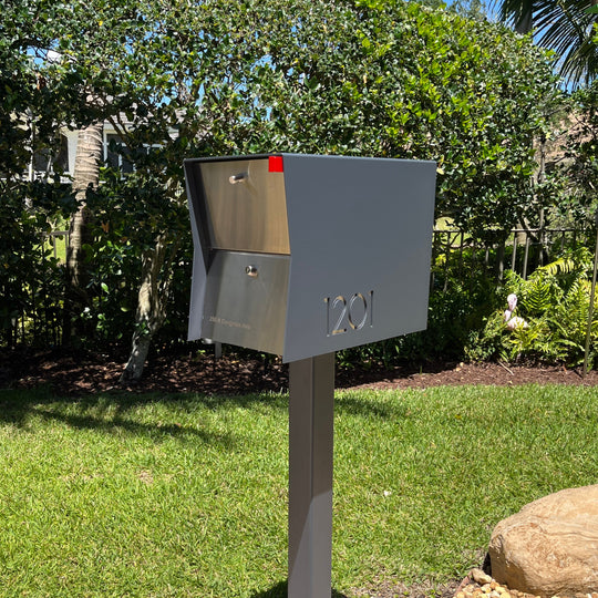 The Retrobox Locking Package Dropbox in - Gray Exterior Color