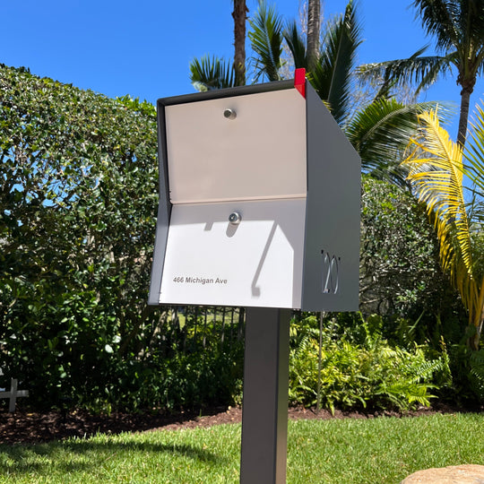 The Retrobox Locking Package Dropbox in - Gray Exterior Color