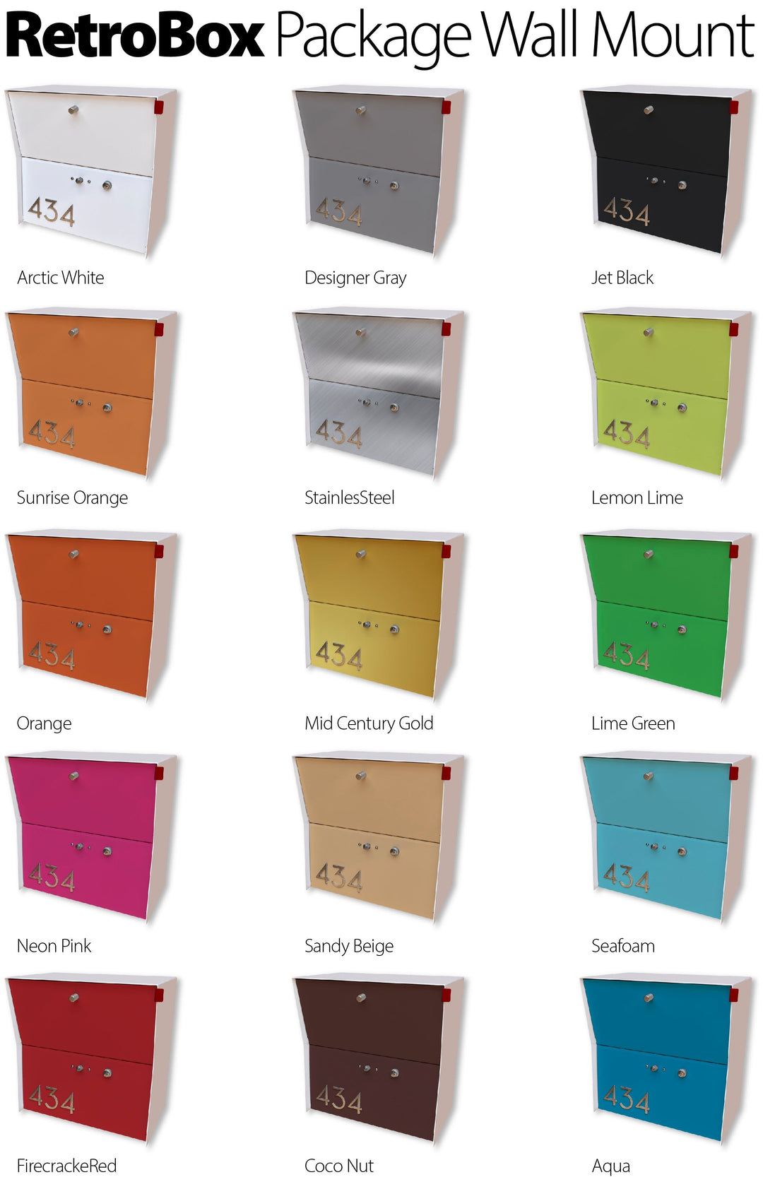 RetroBox Locking Small Package Wall Mounted Mailbox