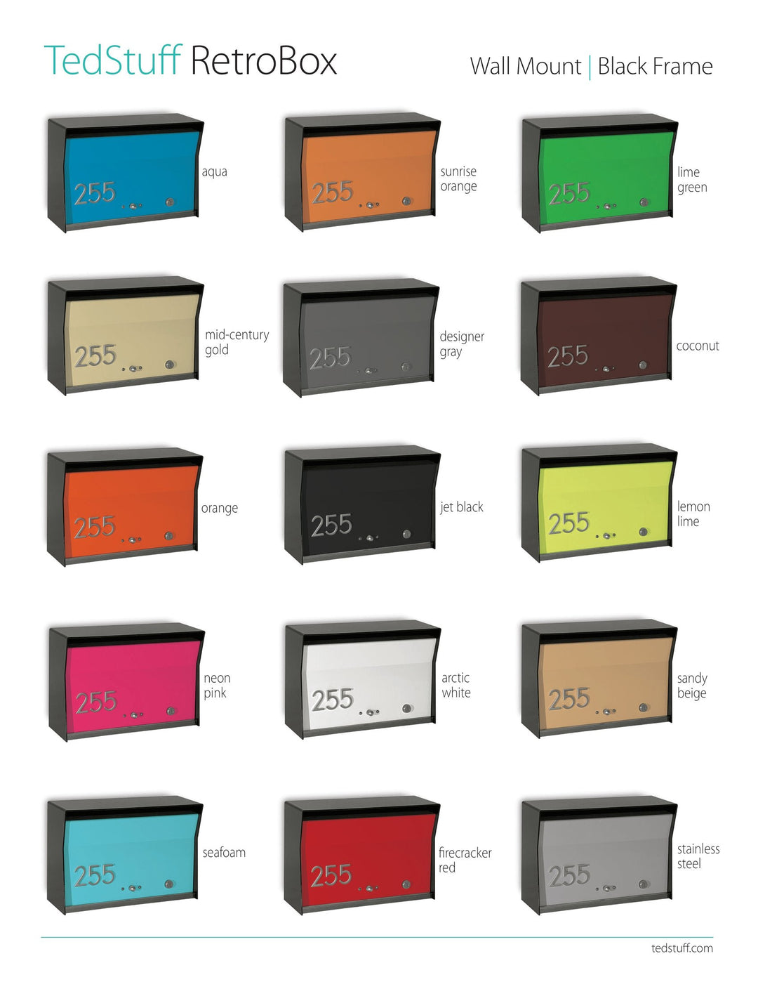 Locking Wall Mount Mailbox - Matte Black